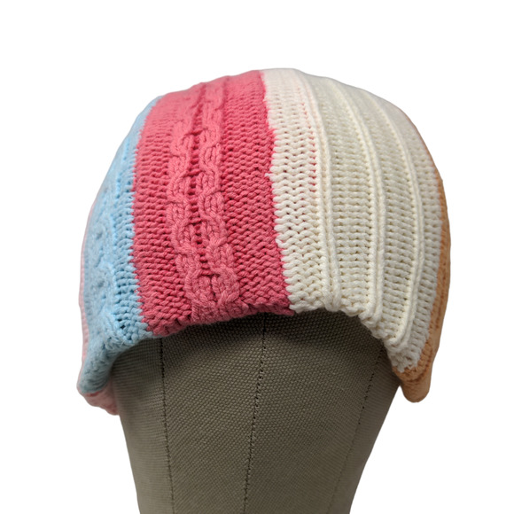 Mudd Headwear Girls Cable Knit Beanie Hat Multi Striped OSFA - Picture 1 of 11